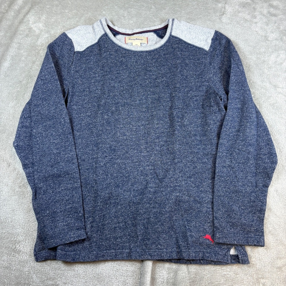 Tommy Bahama Sweater Mens Large‎ Crew Neck Pullover Blue Heathered Coastal Relax